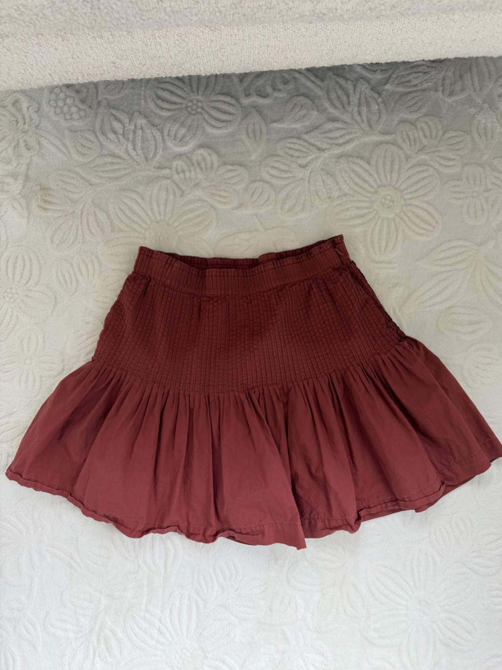 Anthropologie Terracotta Smocked Waist Pleated Skirt